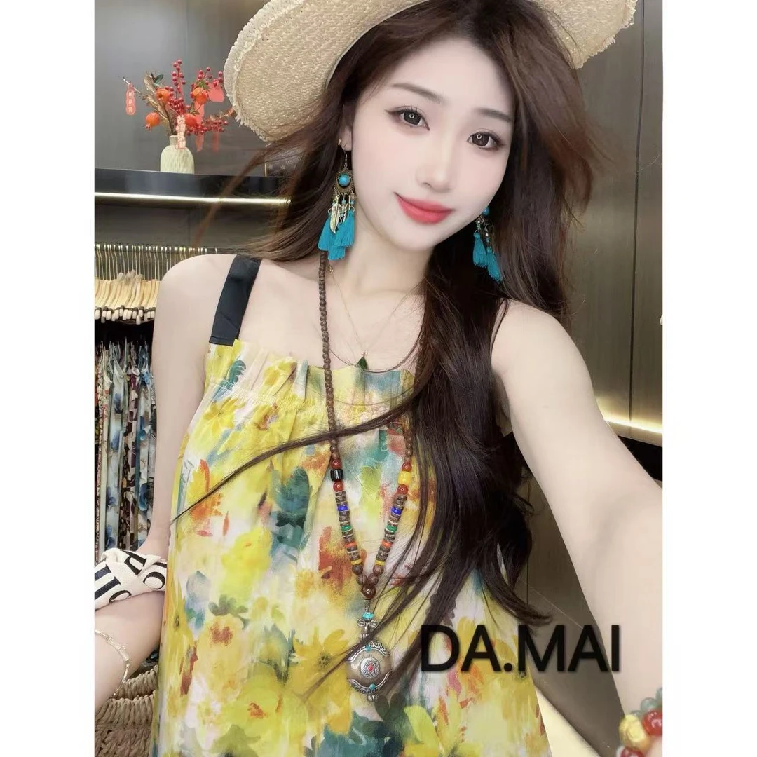 DA.MAI-8676#2025女款轻奢宽松长裙春夏缎料无袖气质时尚连衣裙