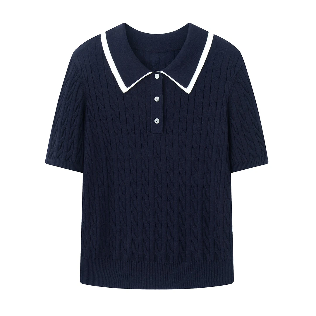 迪*家上衣商场同款2025早秋新品休闲显瘦短袖针织衫T恤女3182