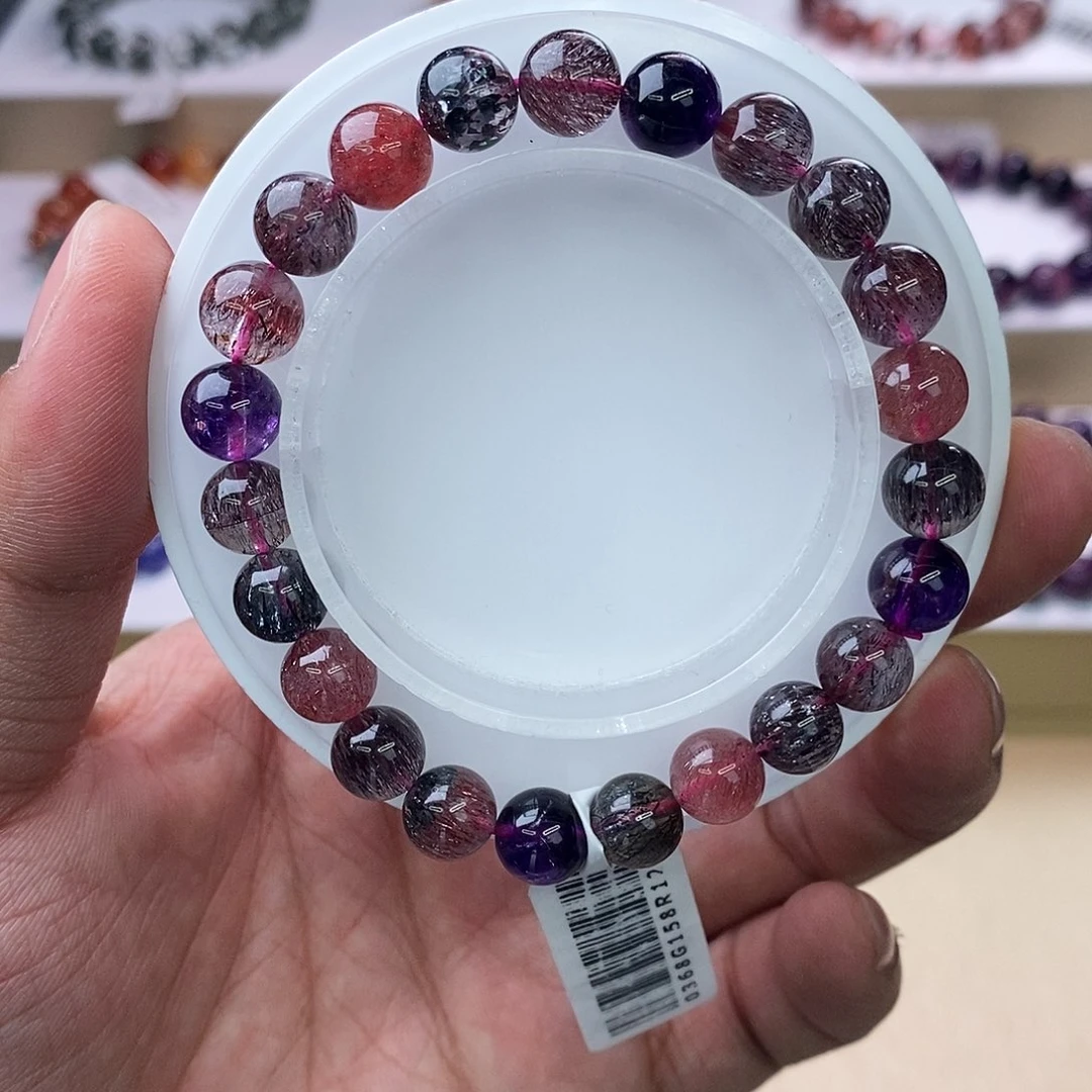 水晶手链未镶嵌黑加仑超七8m