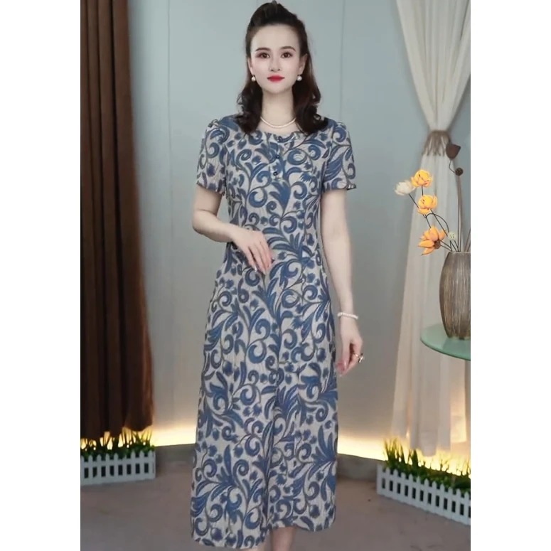 2997夏季新款气质连衣裙妈妈装显瘦中国风