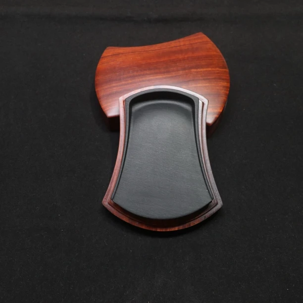 水舷坑刷丝罗纹透底小风字砚文气迷你歙砚8.7×5-6.8×2cm