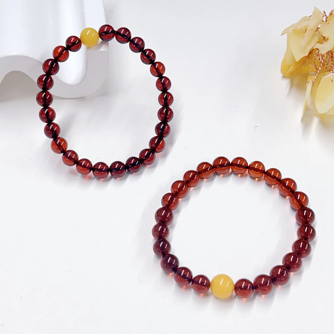 【小宝珠宝】22 T11553-血珀DIY单圈手串-多样性发其一-6.5mm