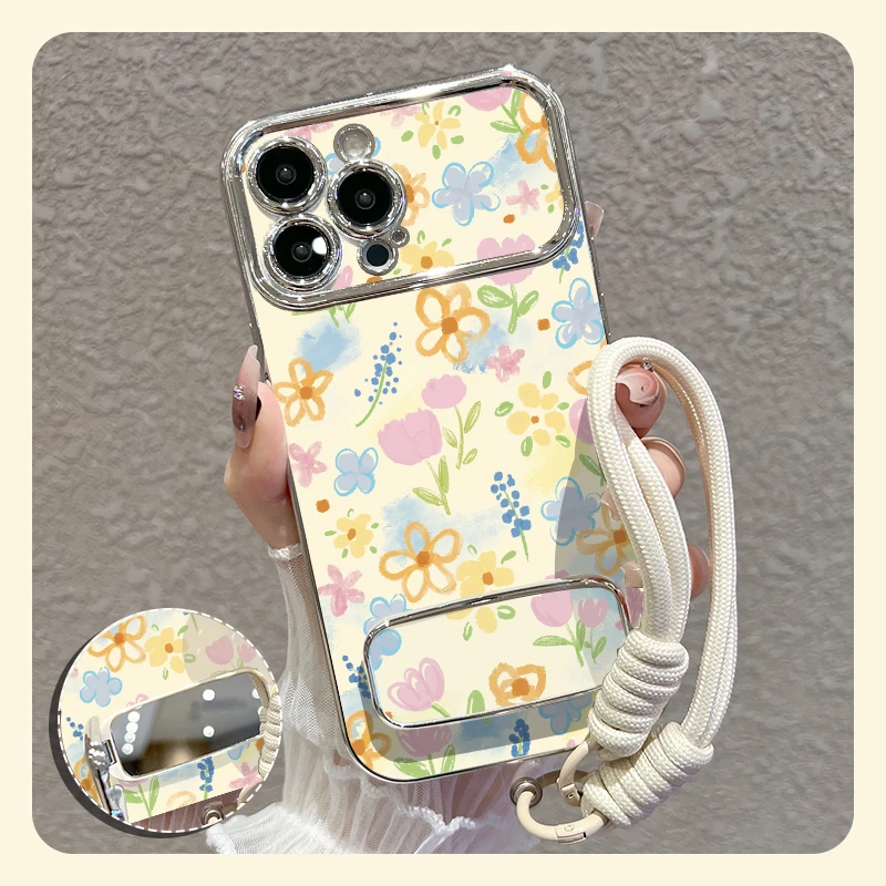 【苹果/华为/vivo/oppo/小米】适用黄紫花朵大视窗手机壳硅胶防摔