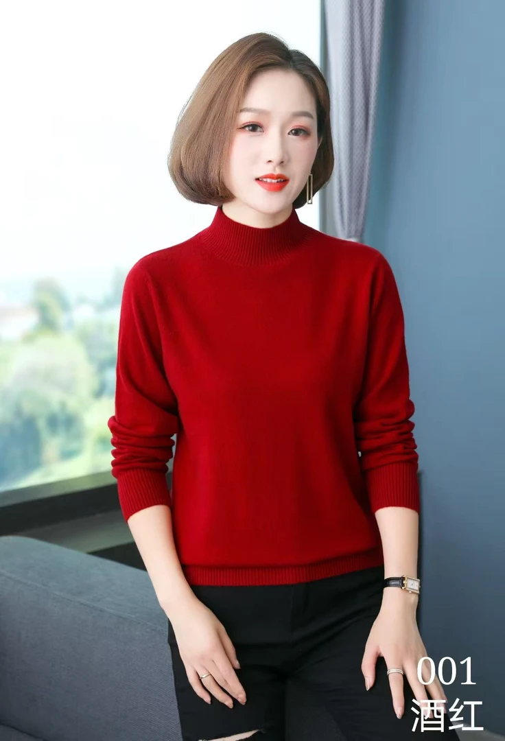 厚款纯色衫半高领常规款针织不褪色常规女羊毛衫2222