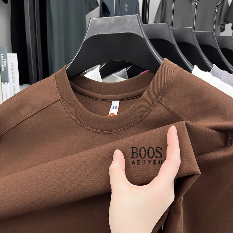 奥特莱斯撤柜丨专柜正品夏季新品刺绣支丝光棉圆领纯色短袖T恤衫