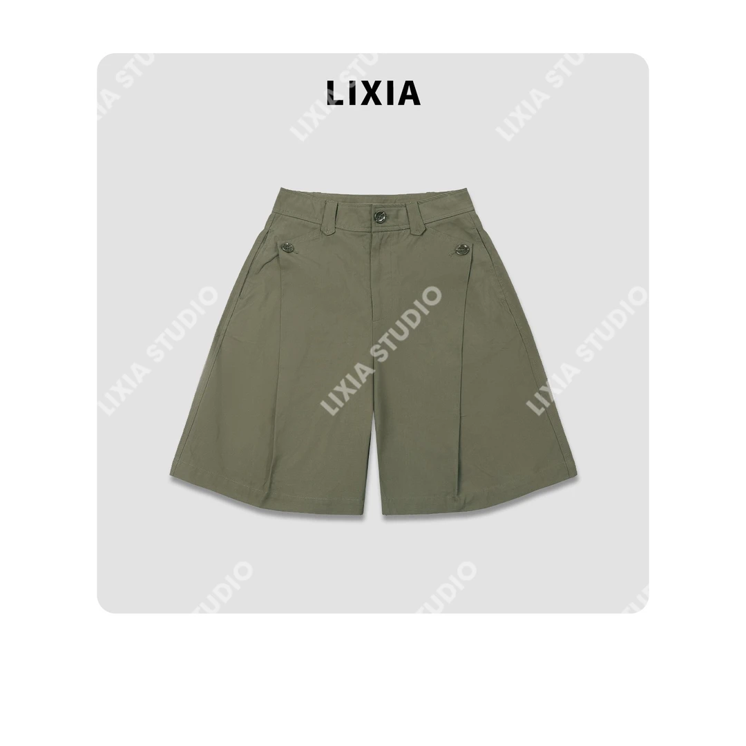 LIXIA【麦田】薄款夏季纯色设计师简约感纯棉休闲裤-D8698