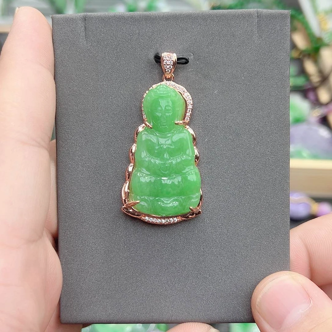 翡翠银S925镶嵌吊坠(赠链)