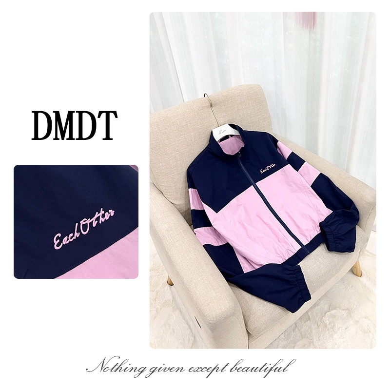 【DMDT潮牌】2025新品 “享受舒适”拉链立领刺绣显瘦女休闲外套C2034