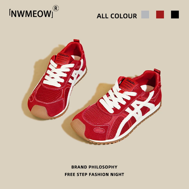 Nwmeow德训鞋女2025夏季早秋新款3厘米厚底休闲运动网红百搭透气