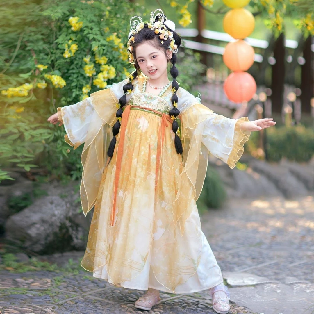 QDH007【桂花兔】女童襦裙子2025汉服中国风中秋国庆秋季汉服唐装