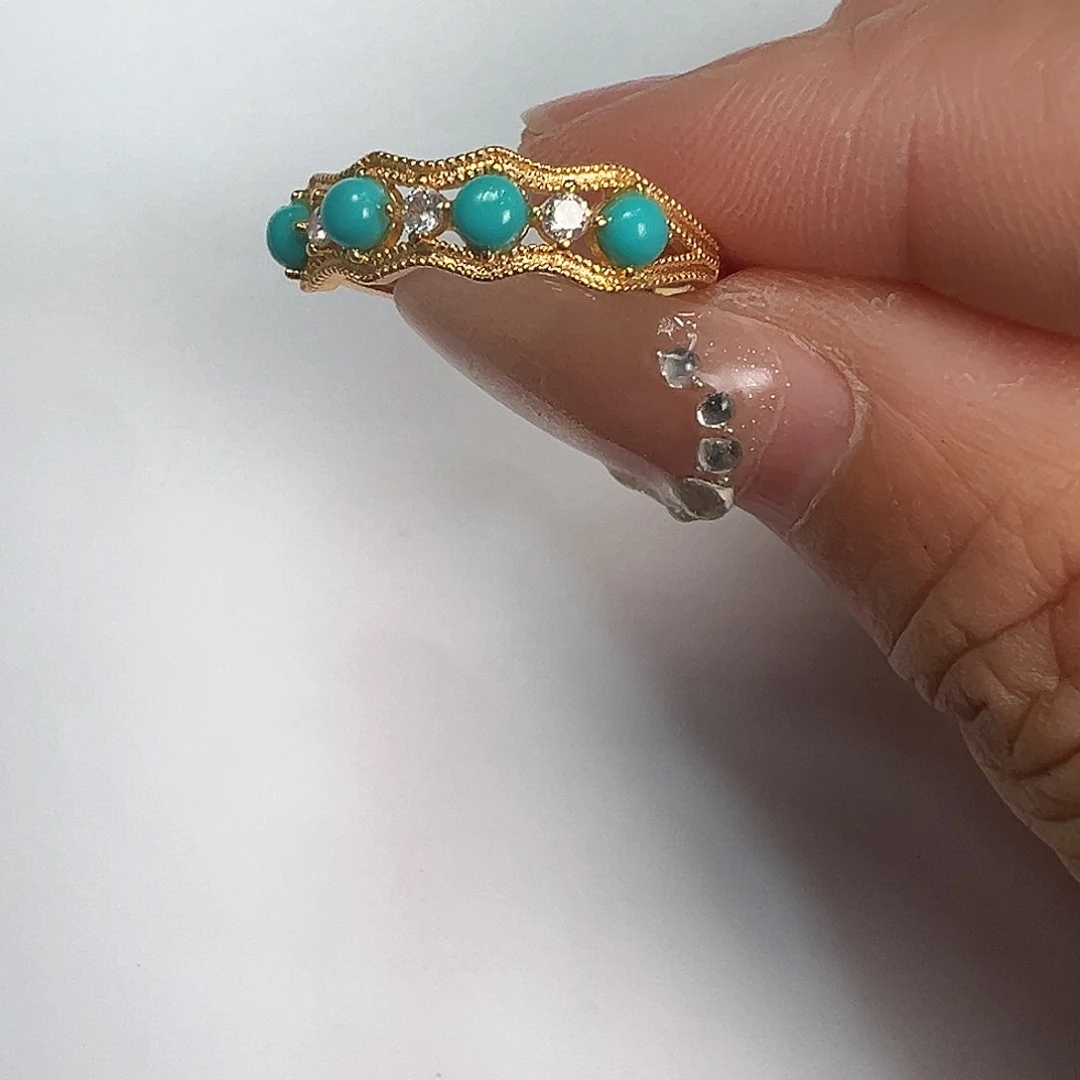 银S925镶嵌绿松石戒指