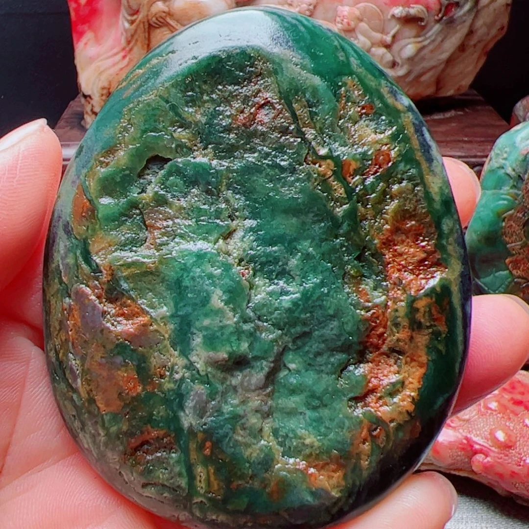 昌化石昌化绿原石手把件