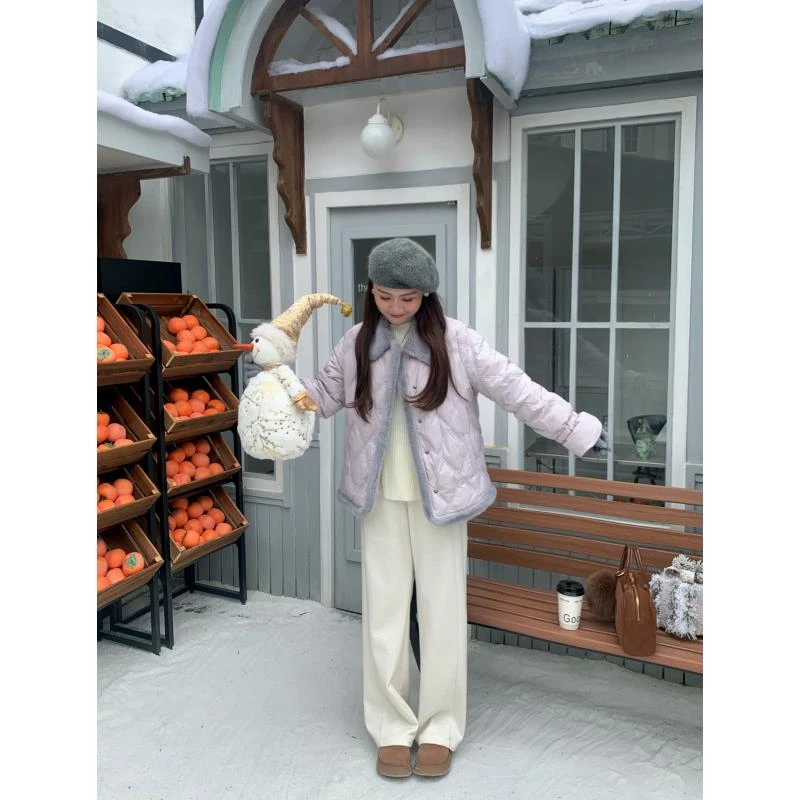 七七/【雪地精灵】米兰貂新款菱格90白鸭绒羽绒服XNS6155