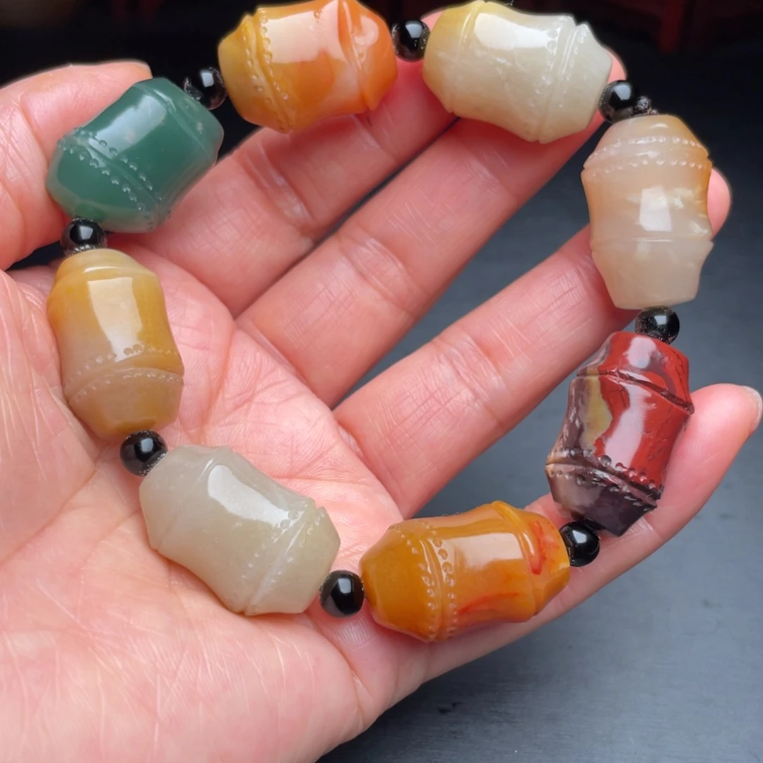 晶***说田黄石昌化田手把件手串手串