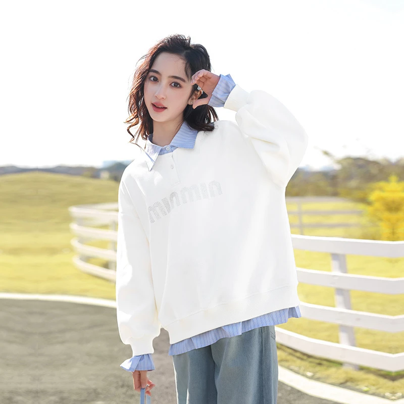 《童装品牌断码清仓直播》女大童春季假两件卫衣长袖韩版百搭25068