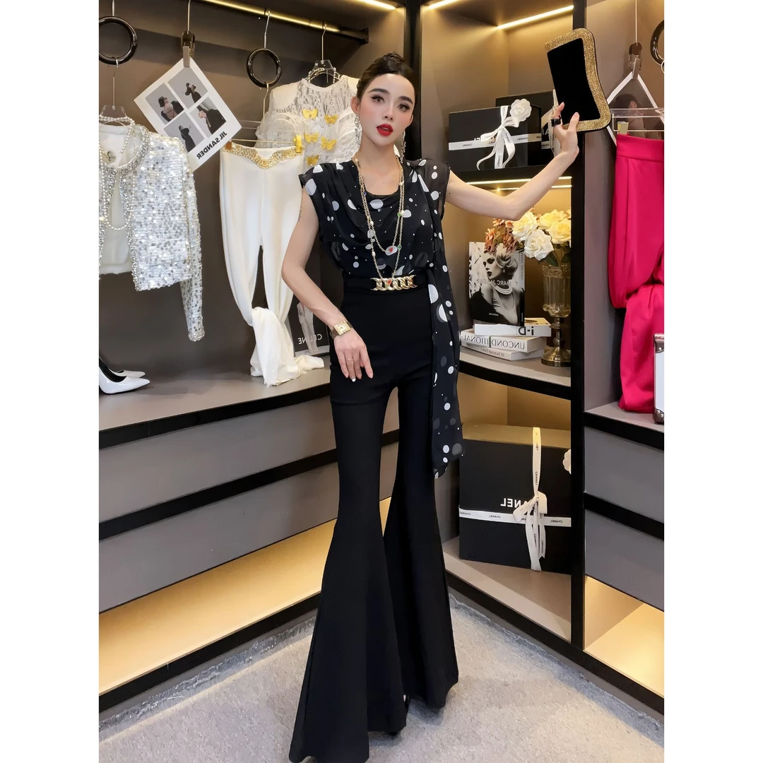 欧货女装-2025夏季波点衬衫飘带新款显瘦洋气设计感女神上衣