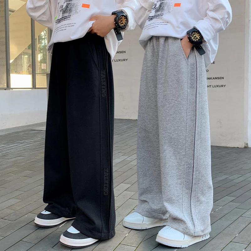 男童运动阔腿裤2025冬季新款儿童秋冬加绒裤子中大童宽松休闲裤潮