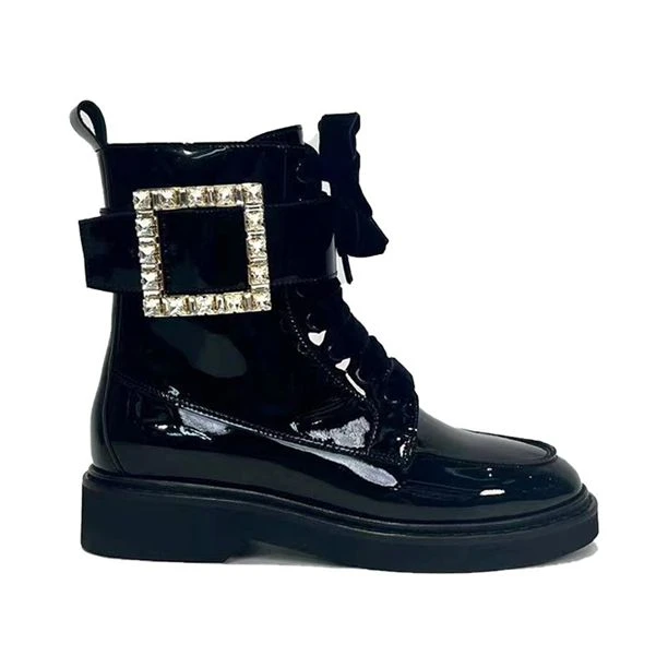 ·国奢 【方扣系列】经典侧方扣气质时尚靴厚底百搭短靴594