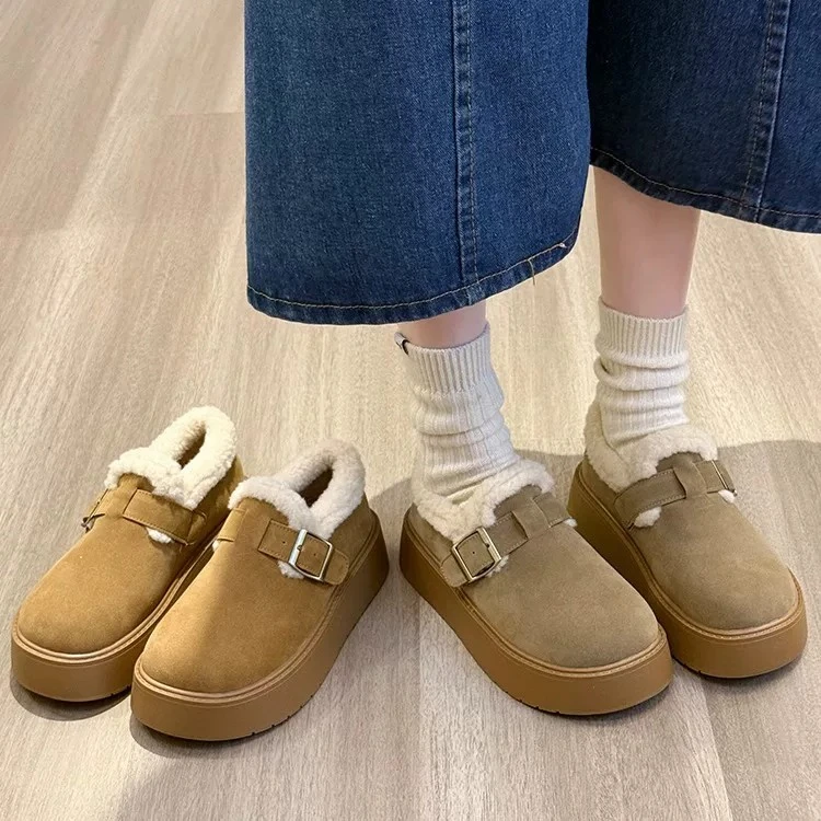 厚底加绒勃肯鞋一脚蹬休闲新款冬季勃肯豆豆鞋M918