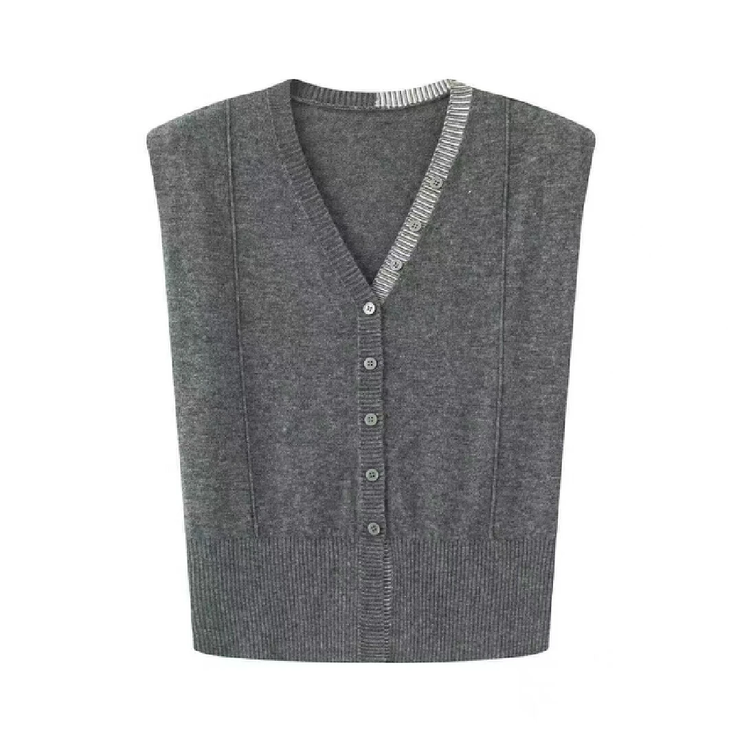 灰色针织马甲日常百搭