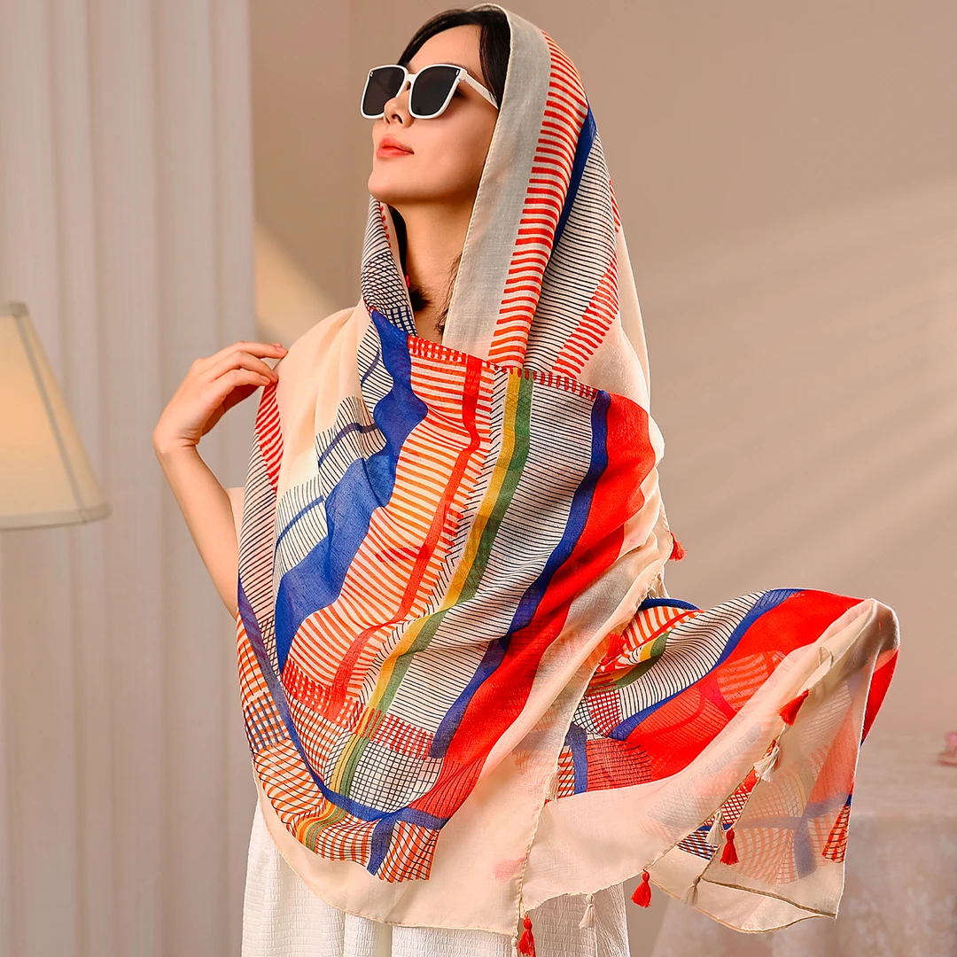 民族风夏季防晒披肩海边沙滩丝巾薄款度假沙漠旅游围巾披肩穿搭女