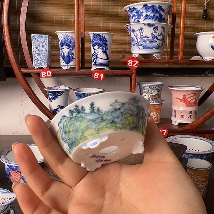 墨奈手绘陶瓷花盆