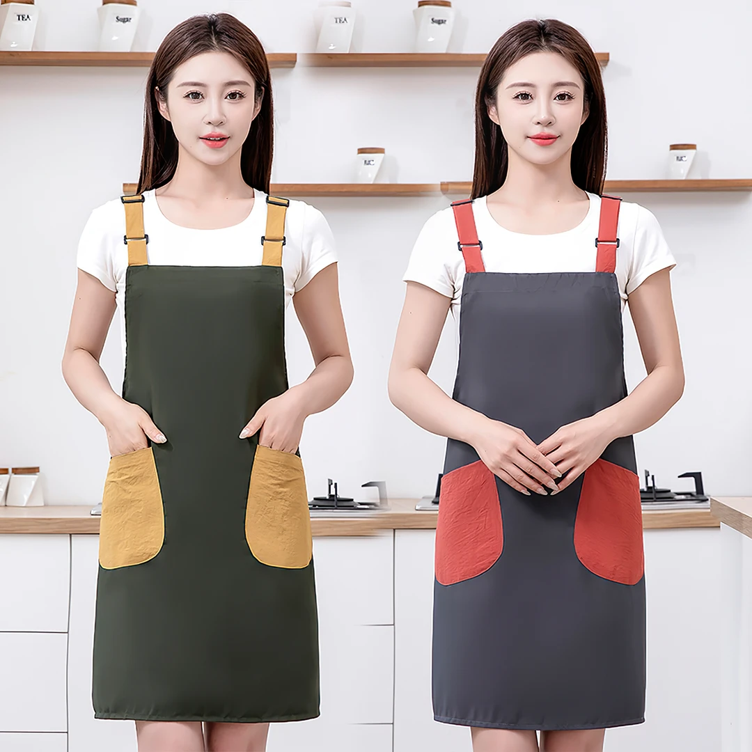 帆布围裙厨房家用成人上班洋气防水防油罩衣工作服女定制logo印字
