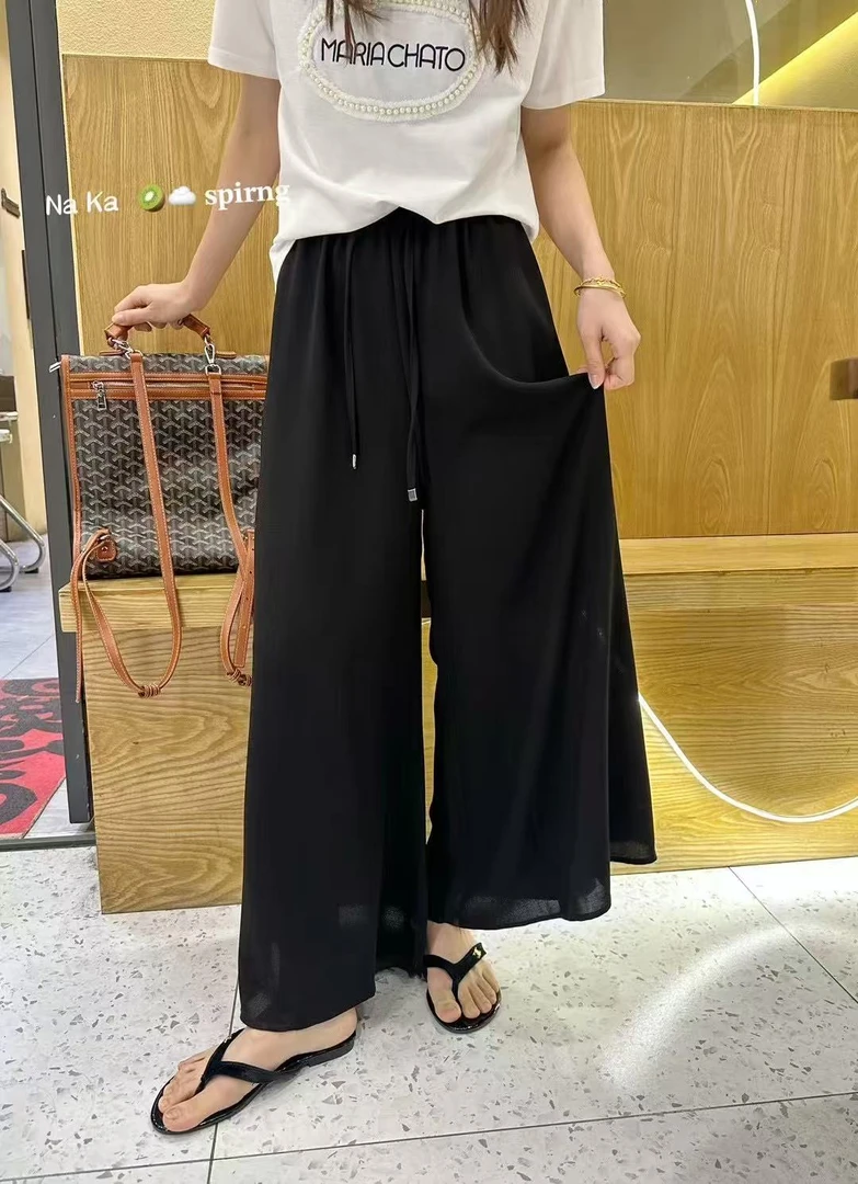 乐缘NA KA新款韩版时尚显瘦松紧腰休闲百搭阔腿裤*0319