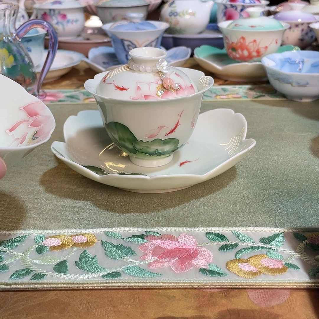 【闪购商品】慧*意荷漾鱼影盖碗➕壶承