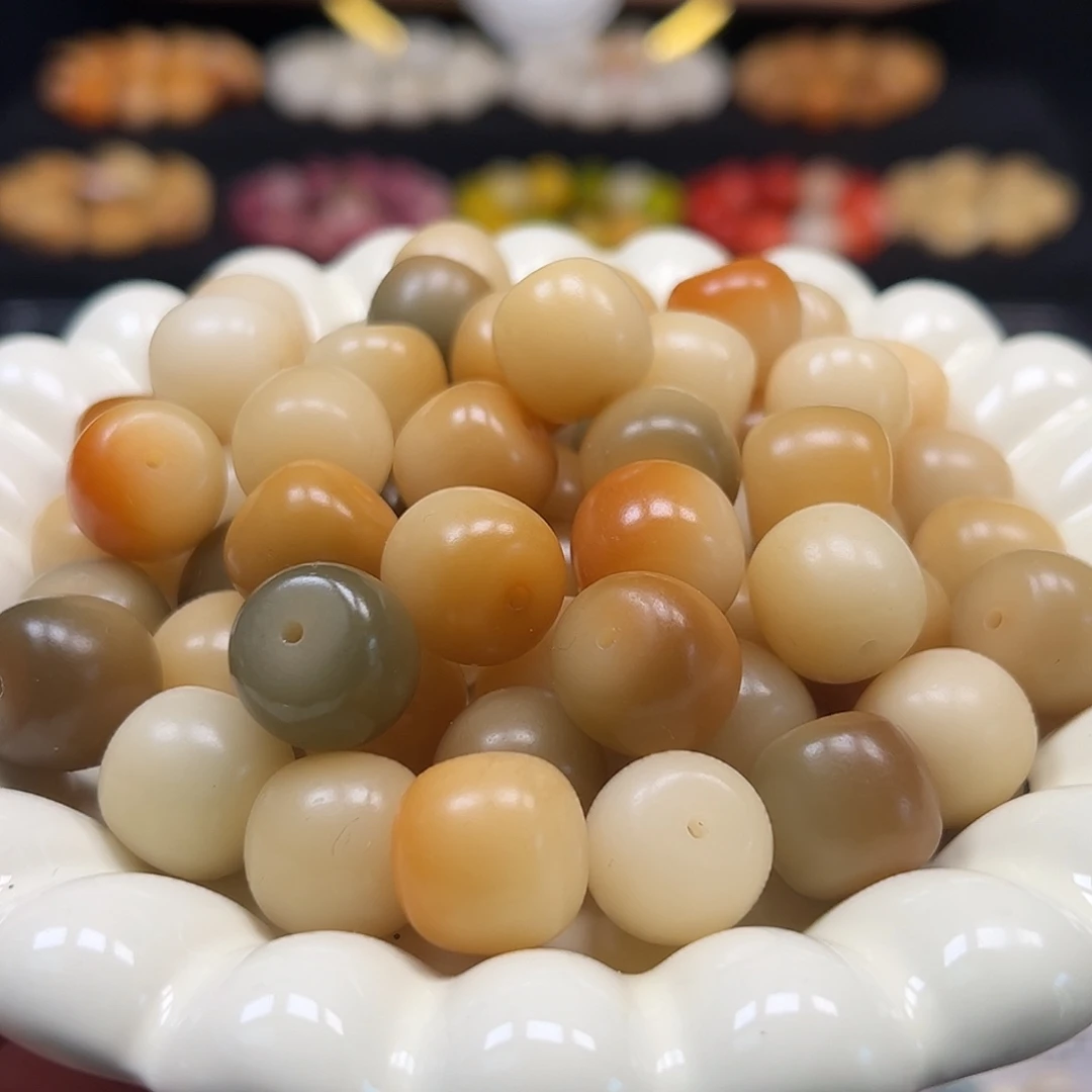 菩提根/象牙果手串微瑕卡16干磨敦煌桶100颗