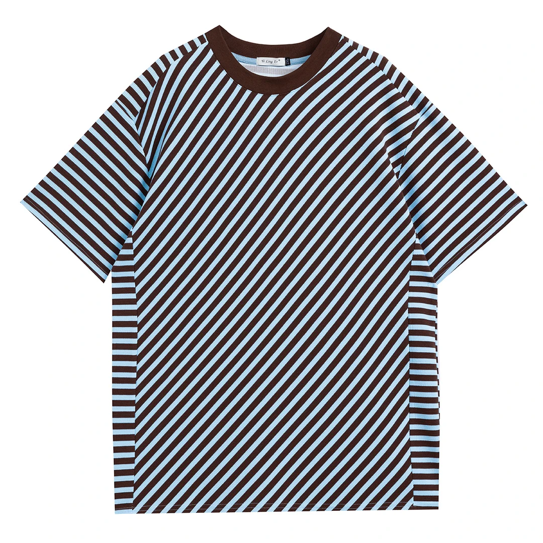 撞色圆领运动时尚短袖男装无工艺情侣中性夏季T恤