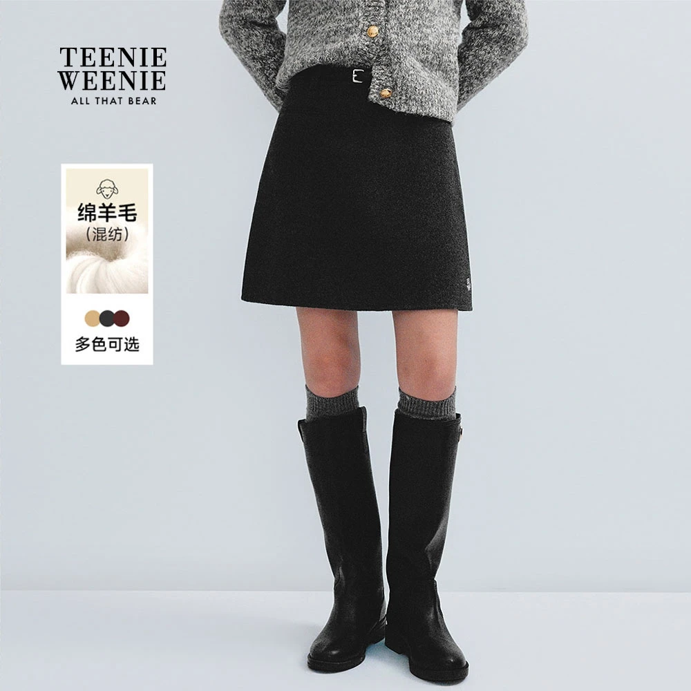 TeenieWeenie小熊女装半身裙25冬季新款简约风A字短裙TTWH254VW1B