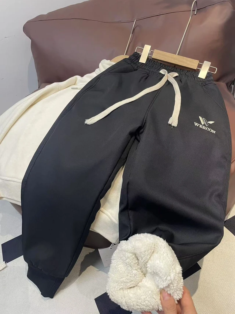 412215《黑M-3XL》小涵家玲姐优选韩儿童舒适冬季加毛加厚休闲裤