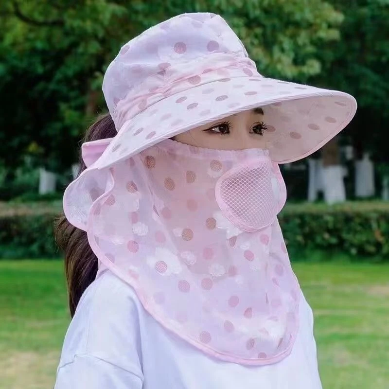遮阳帽子女防晒面罩防紫外线遮全脸太阳帽农用农活农村干活采茶帽