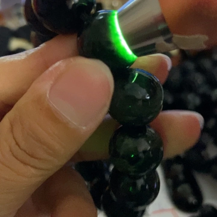 翡翠未镶嵌手链墨翠16半透翠
