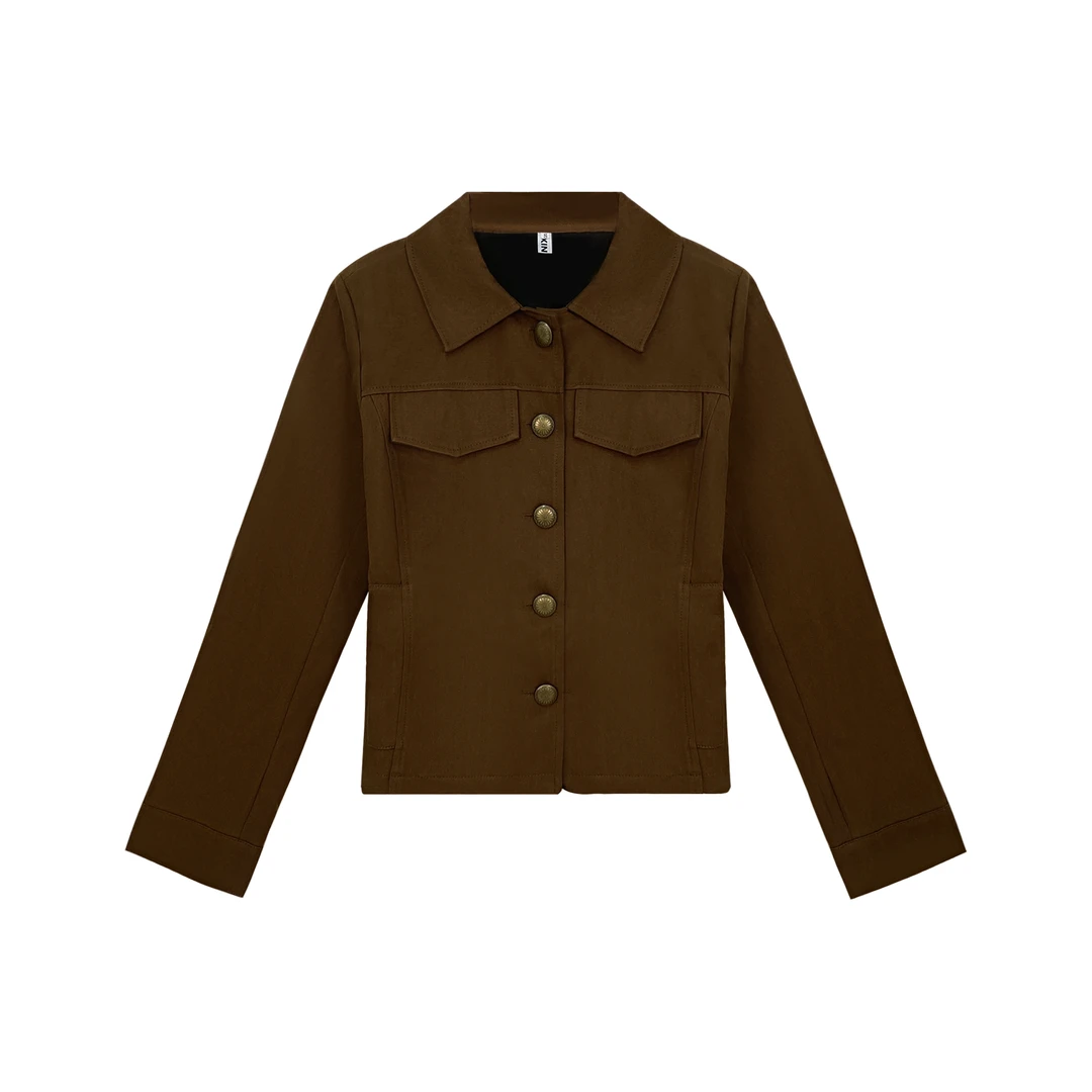 时髦配方 复古豹纹小吊带内搭+韩系翻领夹克休闲外套女C 9266#