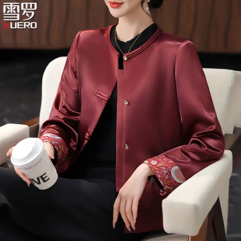 新中式妈妈春装高端唐装外套贵夫人洋气上衣中老年女春秋夹克短款