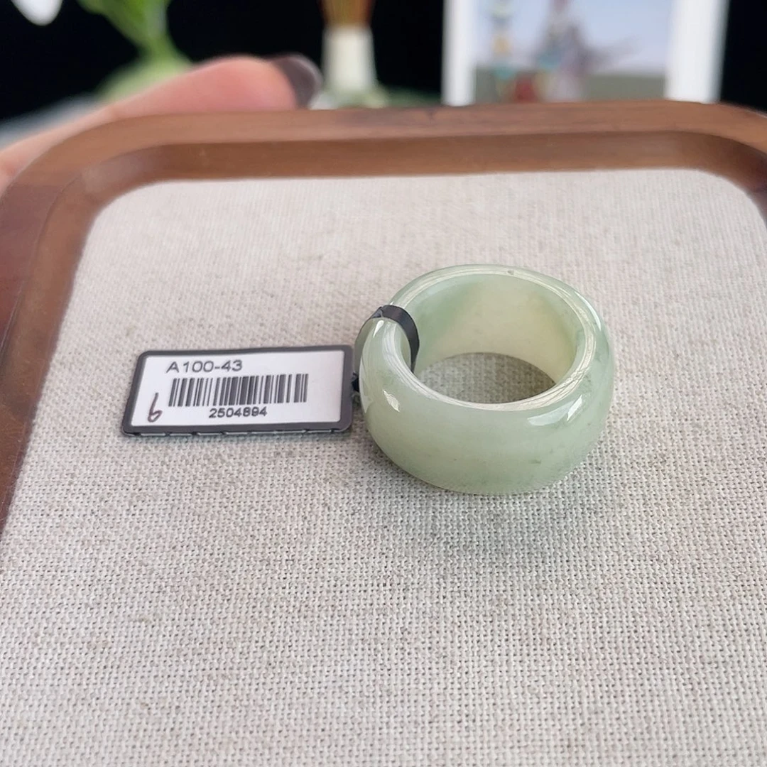 和田玉未镶嵌戒指U36绿飘花方圆18.1不退换