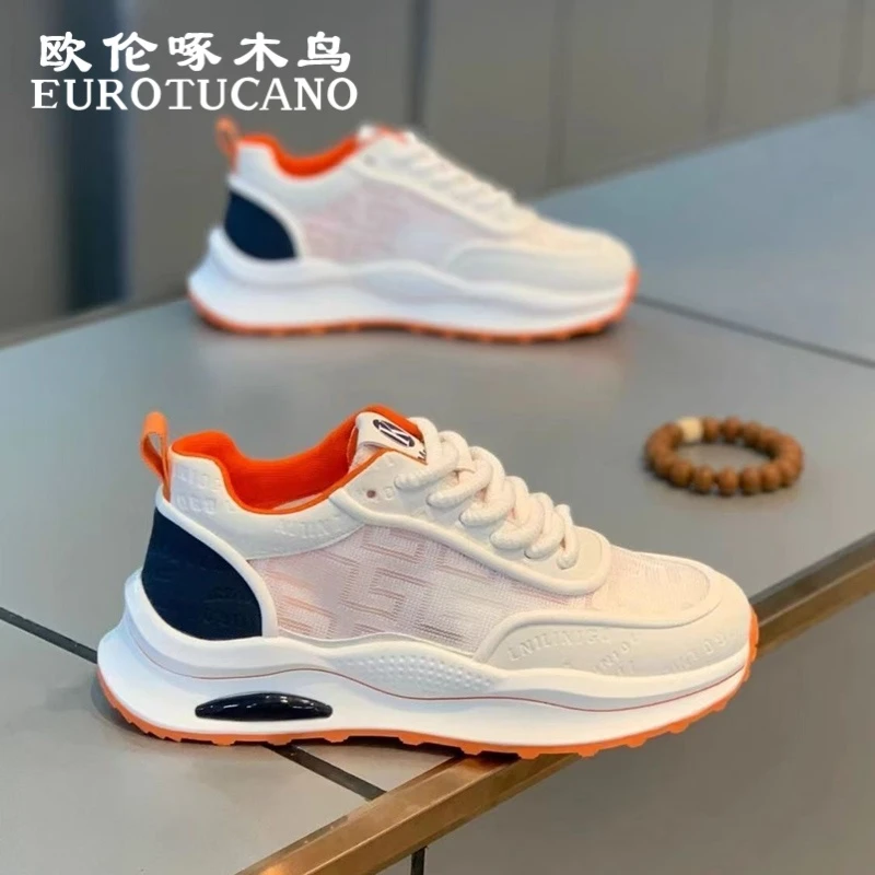欧伦啄木鸟EUROTUCANO男鞋秋季透气网面鞋子男款耐磨厚底休闲鞋