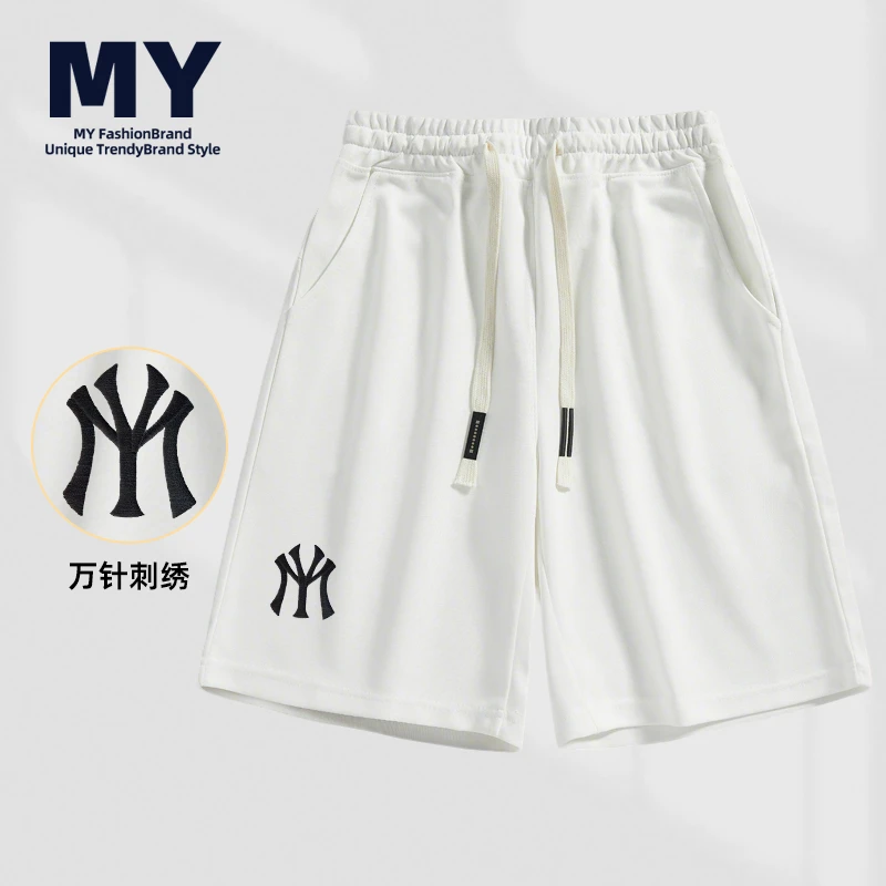 MY/一官方潮牌短裤男女同款五分裤logo刺绣针织中裤跑步运动短款