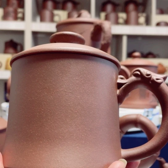 紫砂茶杯朵*紫泥龙杯