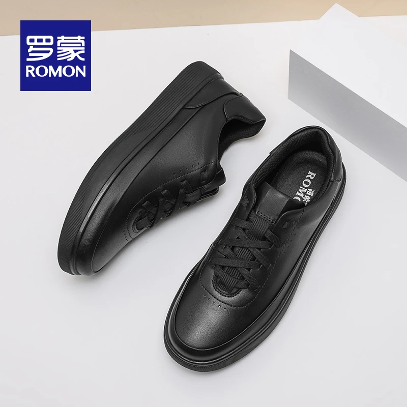 罗蒙秋系新款系带休闲板鞋厚底休闲男士鞋子透气休闲鞋小白鞋