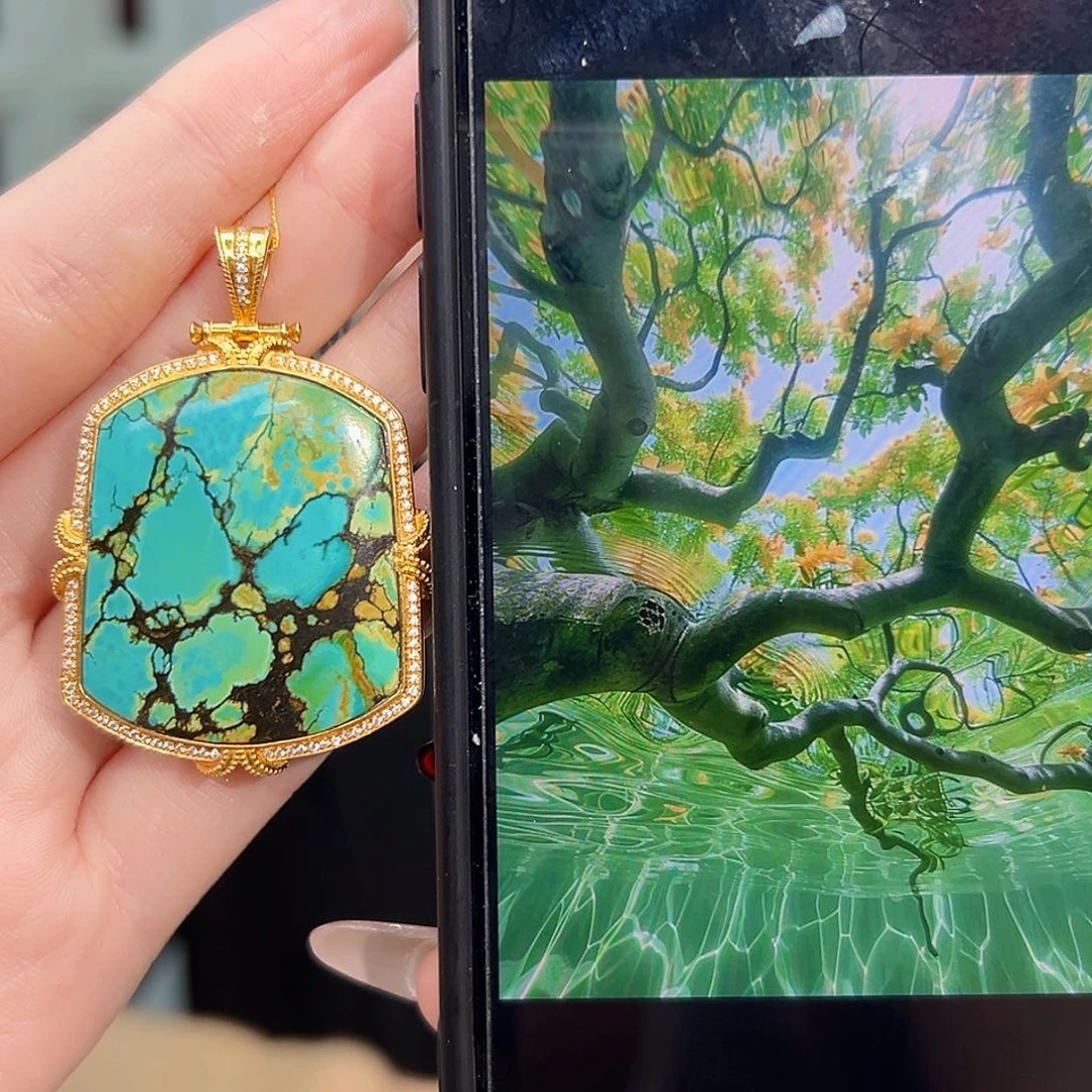 18K金镶嵌绿松石珠宝奇石