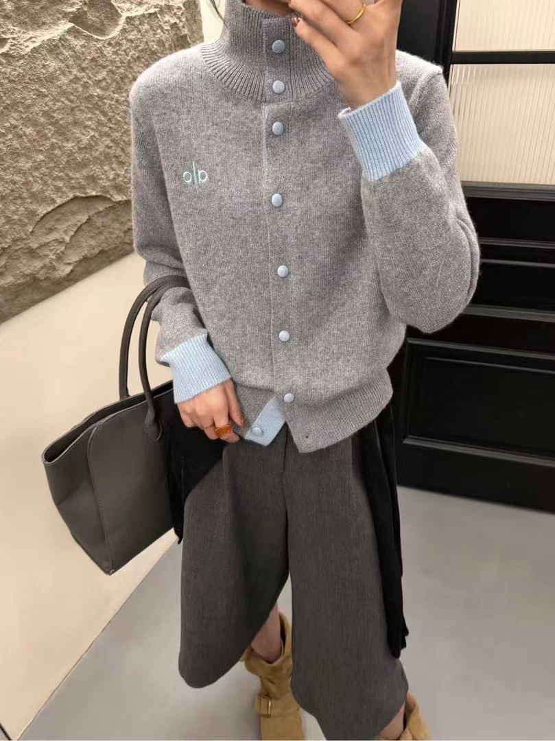 厚款INS风常规款外套针织衫上衣圆领百搭翻领