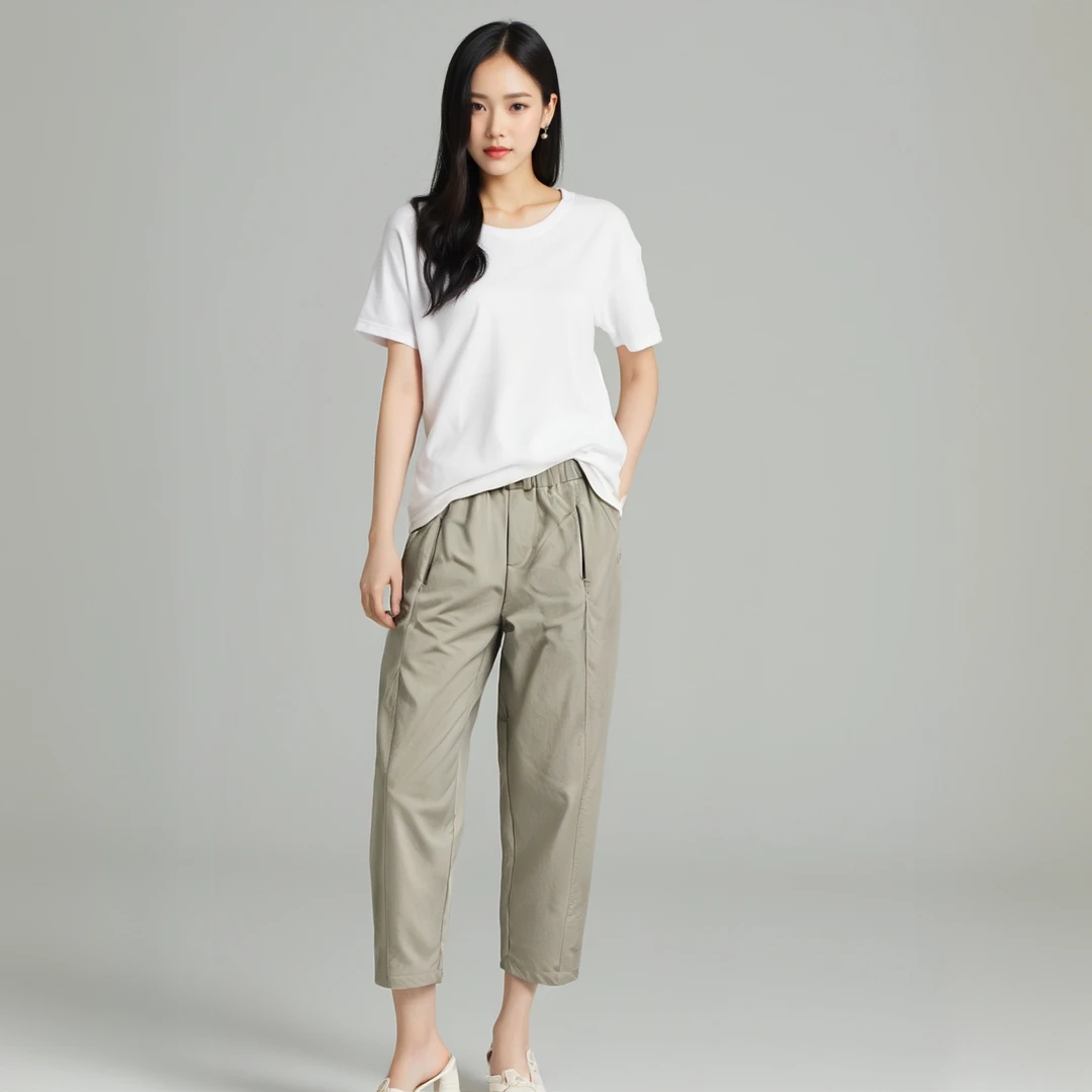 上班八分裤女夏季薄款小个子新款哈伦裤高腰宽松休闲萝卜裤春夏
