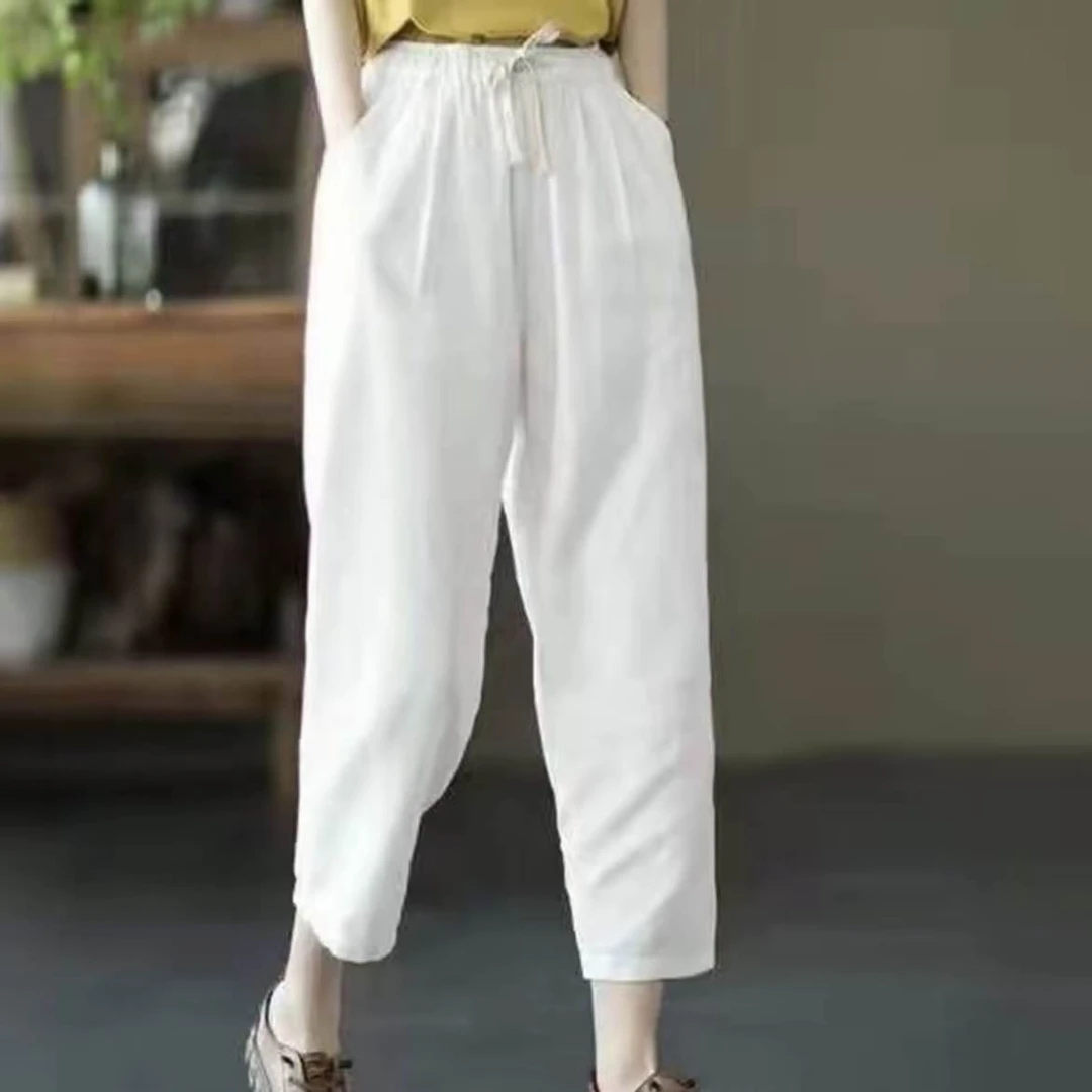 2025夏装薄款棉麻九分哈伦裤文艺百搭宽松显瘦休闲裤女裤长7011