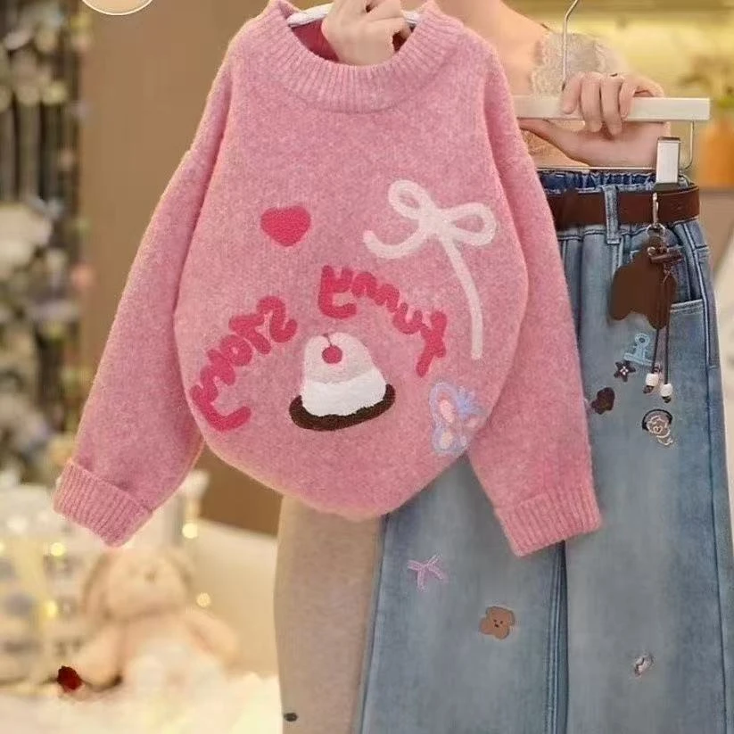 女童毛衣2025年爆款冬装套头儿童针织衫中大童冬季加厚保暖上衣潮