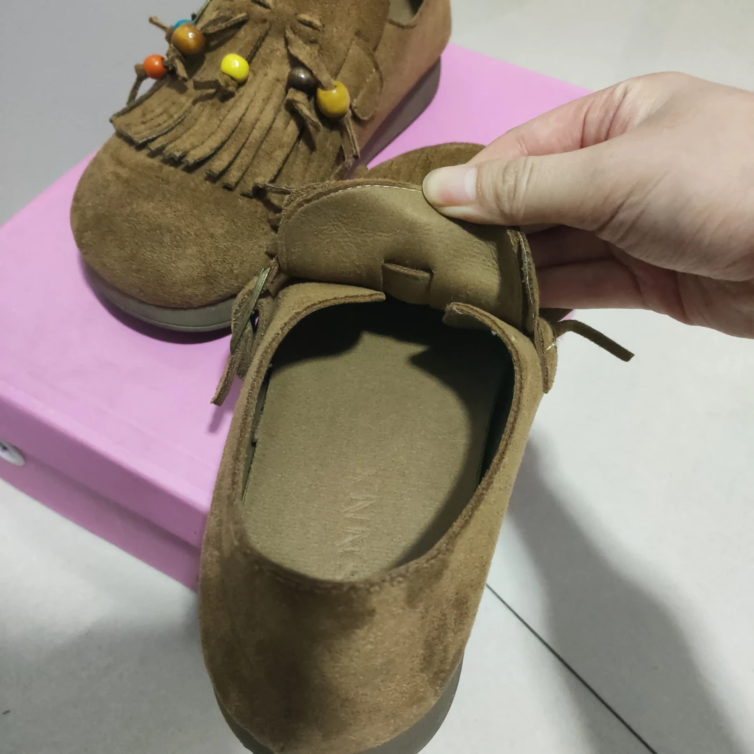 皮鞋秋季套脚勃肯鞋乐福鞋女士流苏豆豆鞋户外