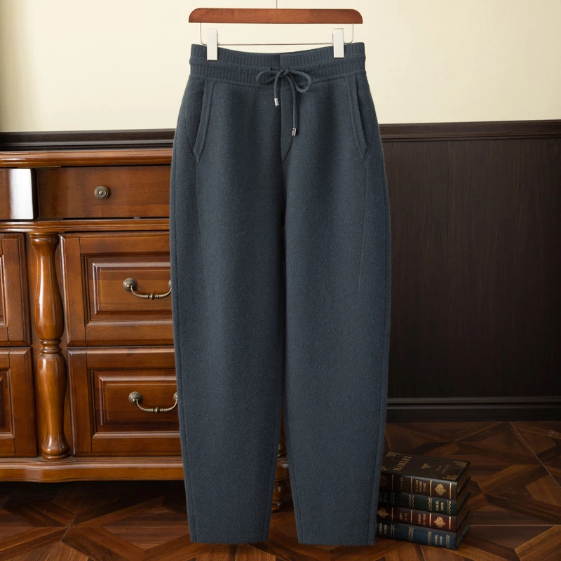 100%男士纯山羊绒裤加厚空气层秋冬季新款休闲裤子外穿男款116