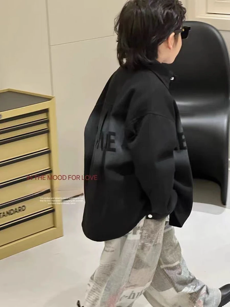 502153童装男童牛仔外套2024冬款韩版洋气潮酷宝宝牛仔外套上衣服